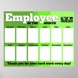 Poster Employé de photo couleur personnalisée du mois aff