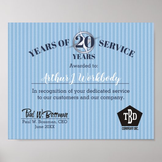 Poster Employé des bandes bossées du certificat du mois (Devant)