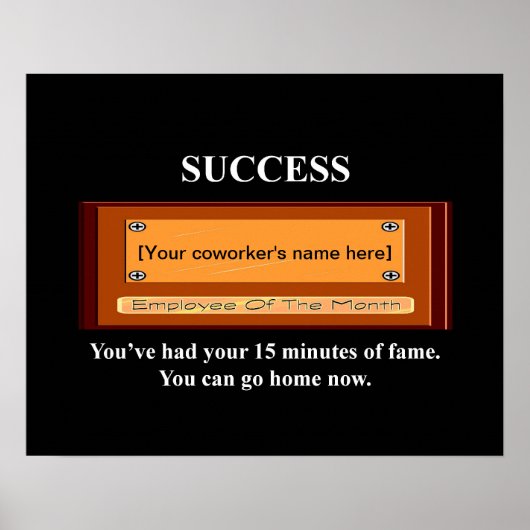 Poster Employé drôle du mois Votre nom Plaque (Devant)