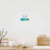 Poster Employé du certificat du mois en bleu vert étoiles (Cuisine)