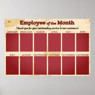 Poster employé du mois affichage pour les photos 4x6