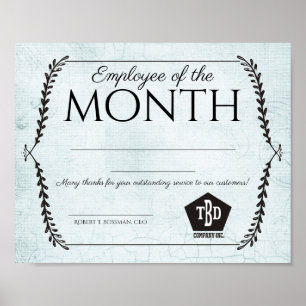 Poster Employé papier âgé du certificat de mois