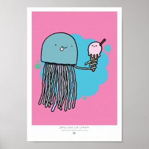 Poster Empreinte A4 pour méduses et glaces (ARRIÈRE - PLA