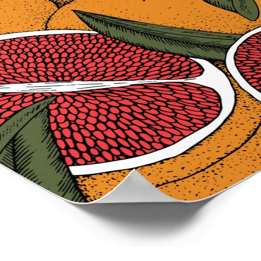 Poster Empreinte à la main avec pamplemousse (Coin)