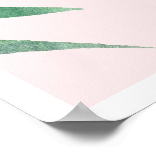 Poster Empreinte d'affiche botanique verte et rose (Coin)