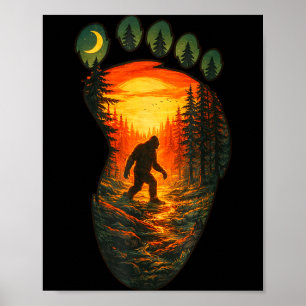 Poster Empreinte de Bigfoot Vintage Coucher de soleil For