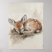Poster Empreinte de Faon, Art Imprimable de Faon Endormi, (Devant)
