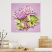 Poster Empreinte de l'affiche botanique de nénuphar (Cuisine)