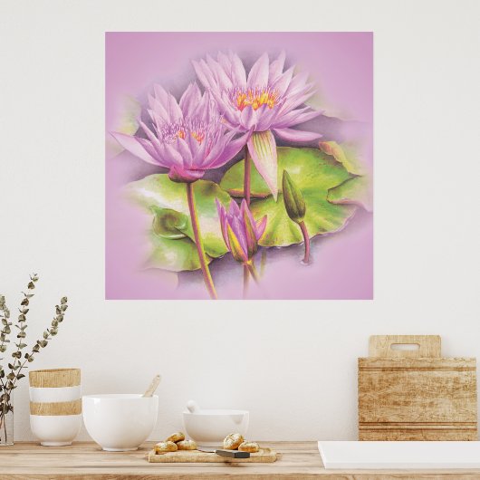 Poster Empreinte de l'affiche botanique de nénuphar (Cuisine)