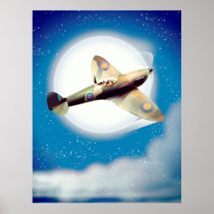 Poster Empreinte de l'affiche de voyage de l'avion Spfire