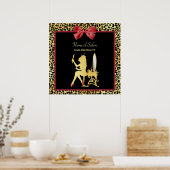 Poster Empreinte de léopard Couronne Dorée Avec Salon De  (Cuisine)