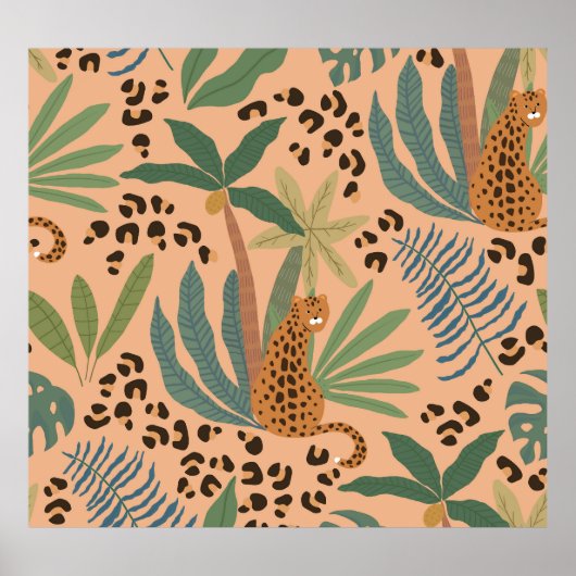 Poster Empreinte de léopard de la jungle : motif sans cou (Devant)