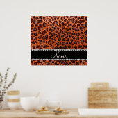 Poster Empreinte de léopard de parties scintillant orange (Cuisine)