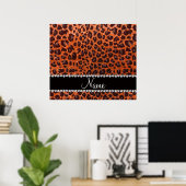 Poster Empreinte de léopard de parties scintillant orange (Bureau à domicile)