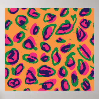 Poster Empreinte de léopard, Motif animal coloré.