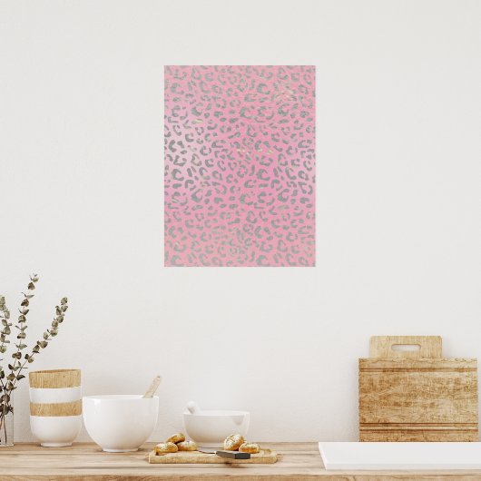 Poster Empreinte de léopard Pastel Pink (Cuisine)