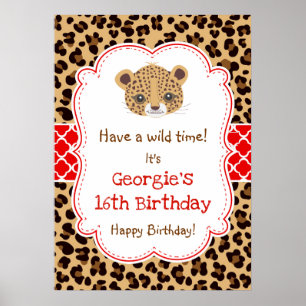 Poster Empreinte de léopard Quatrefoil Anniversaire Poste