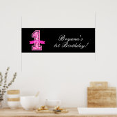 Poster Empreinte de léopard rose et noir 1er anniversaire (Cuisine)