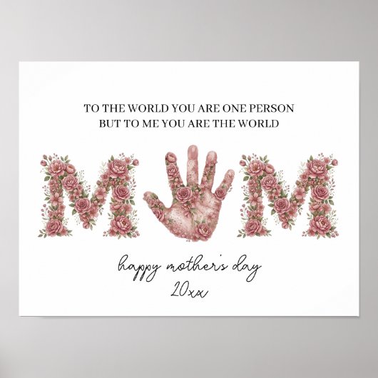 Poster Empreinte de main Cadeau de fête des Mères, Fleur (Devant)