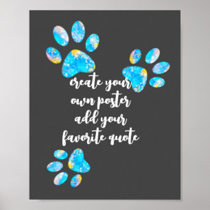 Poster empreinte de patte chien bleu sur gris ajouter du 