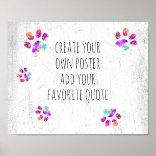 Poster empreinte de patte chien mignon ajouter votre text