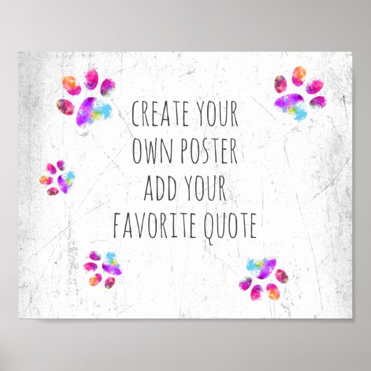 Poster empreinte de patte chien mignon ajouter votre text (Devant)