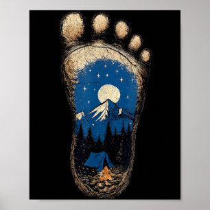 Poster Empreinte de patte de Bigfoot camping montagne sas