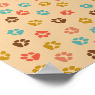 Poster Empreinte de Patte de Chien Couleur Vintage Amoure