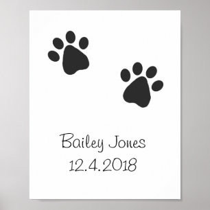 Poster Empreinte de patte de chien personnalisé