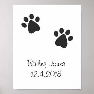 Poster Empreinte de patte de chien personnalisé