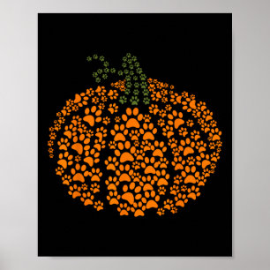 Poster Empreinte de patte Halloween Citrouille Fantôme Pa