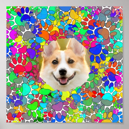 Poster Empreinte de patte photo de chien mignon Motif per (Devant)