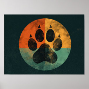 Poster Empreinte de patte rétro – Design pour amateur de