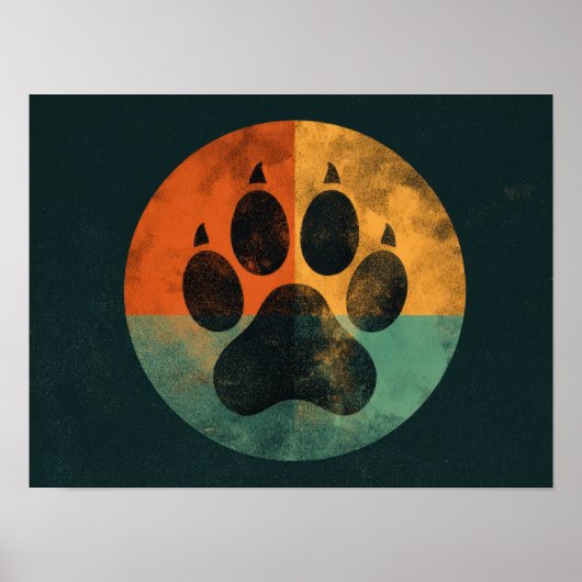 Poster Empreinte de patte rétro – Design pour amateur de (Devant)