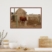 Poster empreinte de vache rouge avec bordure (Cuisine)