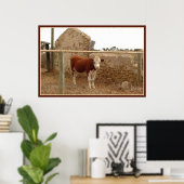 Poster empreinte de vache rouge avec bordure (Bureau à domicile)