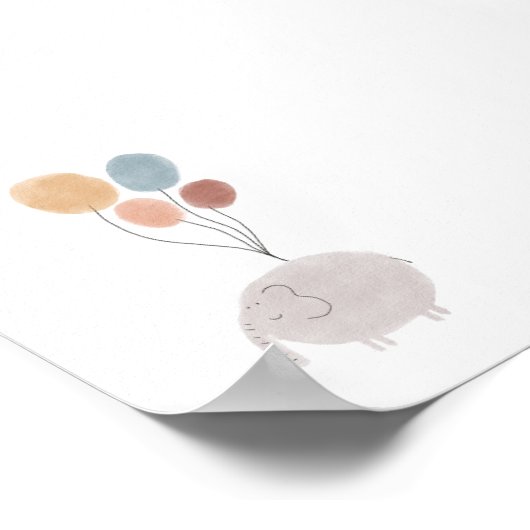 Poster Empreinte d'éléphants couleur Boho (Coin)