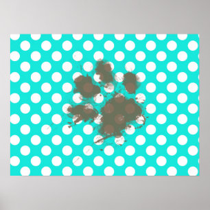 Poster Empreinte Drôle ; Pois de couleur Aqua
