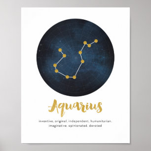Poster Empreinte du signe étoile Aquarius