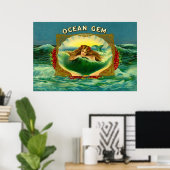 Poster Empreinte étiquette cigare de sirène Ocean Gem (Bureau à domicile)