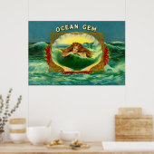 Poster Empreinte étiquette cigare de sirène Ocean Gem (Cuisine)