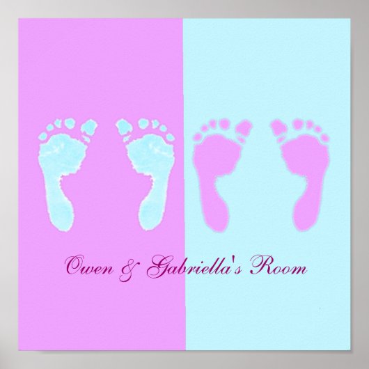 Poster Empreintes bébé (Jumeaux garçon/fille) (Devant)
