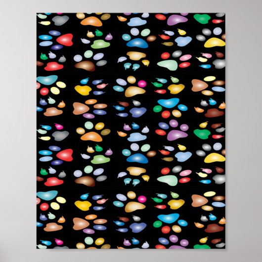 Poster empreintes de pattes colorés (Devant)