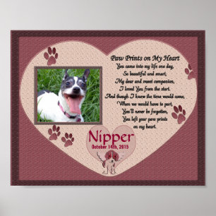 Poster Empreintes de pattes sur le mémorial My Heart Dog