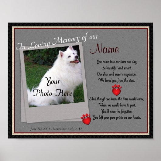 Poster Empreintes de pattes sur My Heart Pet Memorial - C (Devant)