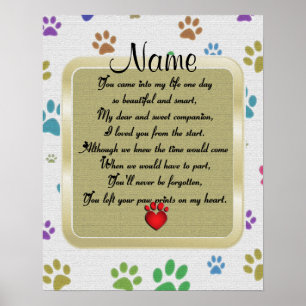 Poster Empreintes de pattes sur My Heart Poem Pet Memoria