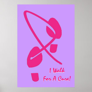 Poster Empreintes De Ruban Rose Je Marche Pour Un Cure II