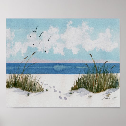 Poster Empreintes sur la plage Imprimer (Devant)