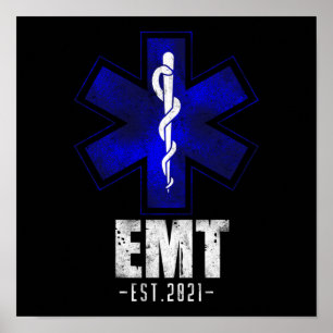 Poster EMS Urgence EMT Est. Diplôme d'étudiant en 2021