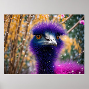 Poster Emu pourpre dans la neige
